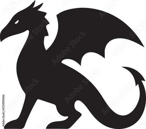 Silhouette of a fierce dragon, perfect for fantasy, mythical, and legendary creature designs.