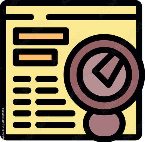 Web analytics icon with magnifying glass focusing on performance data, symbolizing website analysis and optimization strategy