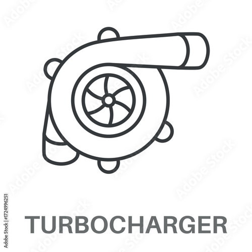 Turbocharger Outline Concept Simple Style Design Vector