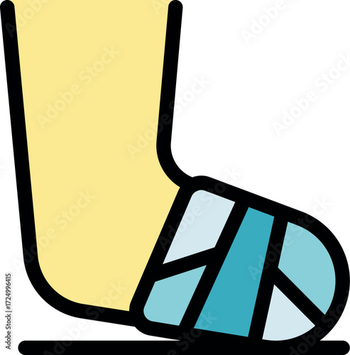 Bandaged foot indicating injury, resting on a flat surface, highlighting healthcare and recovery