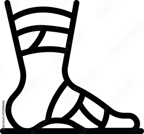 Bandaged foot wearing a sandal, symbolizing injury, healing, and the recovery process