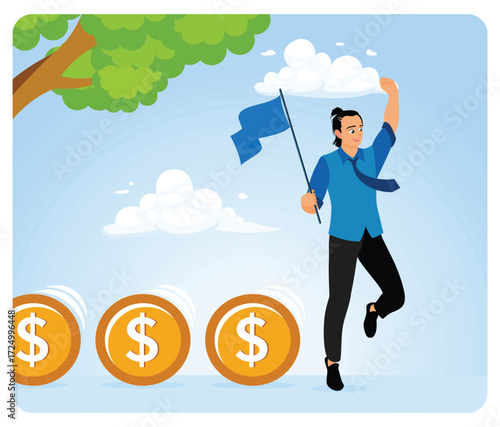 An entrepreneur earns money from sales profits.