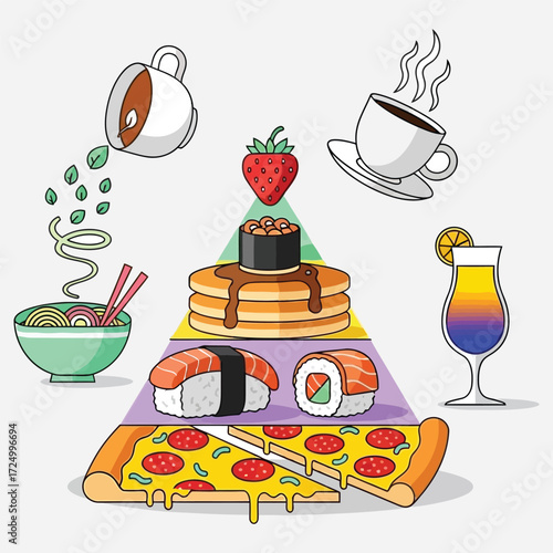 Food Pyramid of Diverse Cuisine A Visual Feast of Flavor