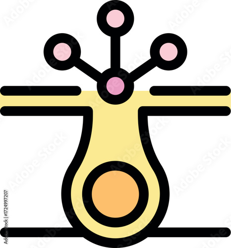 Synaptic transmission showing neurotransmitters connecting to receptors on a neuron, illustrating the process of neural communication in the nervous system