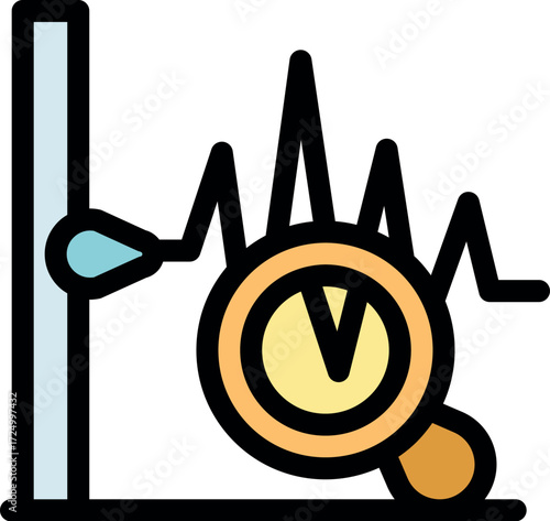 Magnifying glass focusing on seismic activity chart, representing detailed analysis of earthquake data for research and monitoring