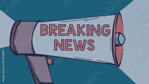 Breaking News Announcement Urgent Update via Megaphone Illustration