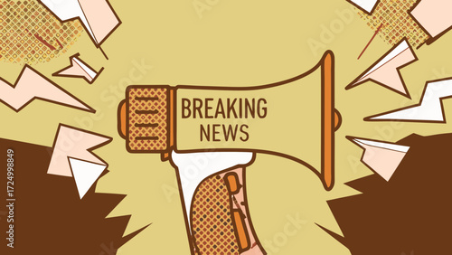 Urgent Bulletin Breaking News Announcement via Megaphone Illustration