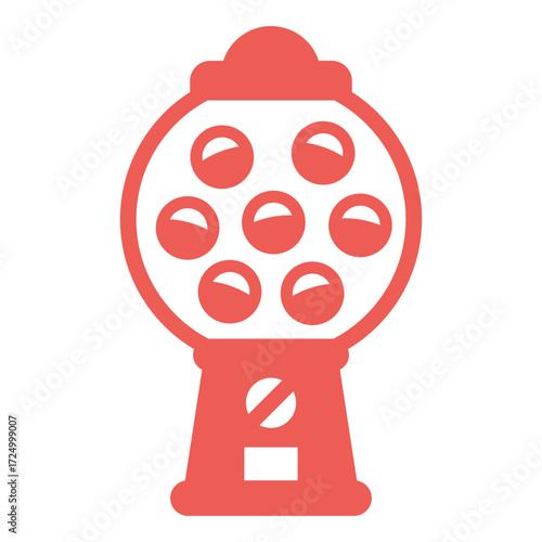 Red Gashapon Capsule Toy Machine with Colorful Capsules Inside — Vector Illustration of a Japanese Vending Toy Machine for Design and Collection Themes