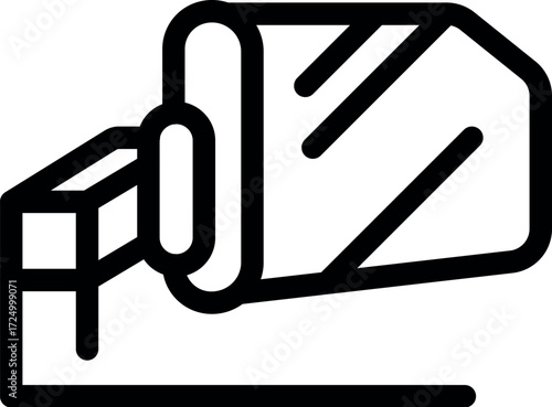 Electric hand planer smoothing a wooden plank, removing excess wood shavings, carpentry tool icon
