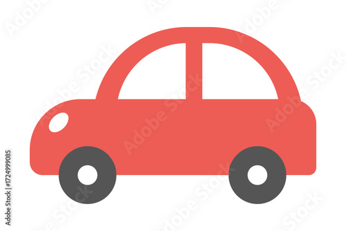 赤い自動車のイラスト。フラットベクターデザインで交通、道路、都市用途に最適