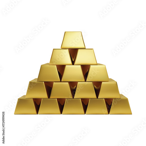 Shiny Gold Bullion Stacking Wealth Pyramid Financial Reserve Precious Metal Investment Resource Asset Vault Stockpile