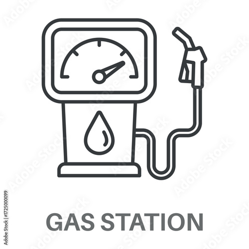 Gas Station Outline Concept Simple Style Design Vector