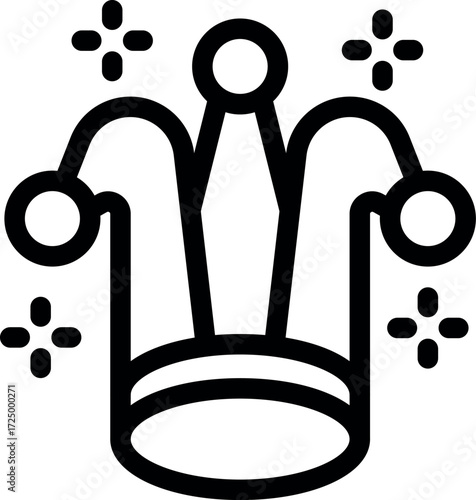 Jester hat with bells and stars shining brightly, symbolizing festivity and entertainment