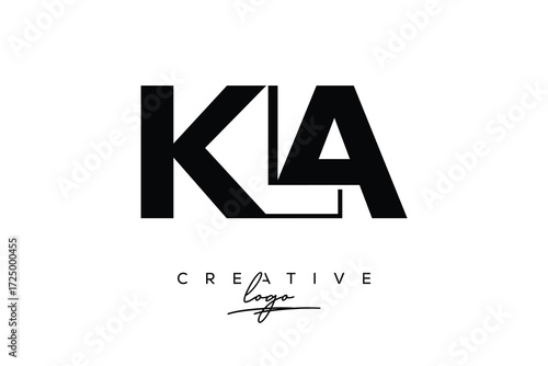 KLA Creative Minimalistic Negative Space Latter Logo with Modern Monogram for Branding and Business Letter mark Logo with Initial Letters Logo Design for Branding.	