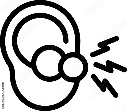 Stylized ear suffering from pain, health and medicine concept