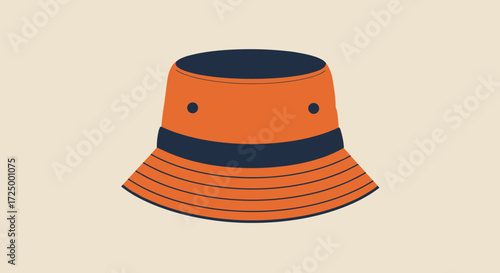 Orange Striped Bucket Hat Flat Vector Illustration
