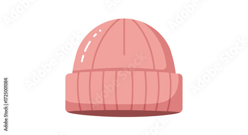 Pink Beanie Hat Flat Vector Illustration