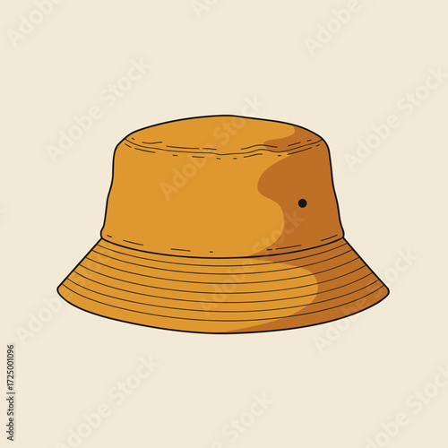 Brown Bucket Hat Flat Vector Illustration