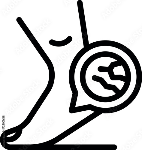 Medical icon representing a doctor diagnosing a bone fracture in a patient's foot, symbolizing healthcare and medical treatment