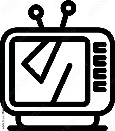 Broken old television with indoor antenna showing static noise, symbolizing lack of signal or malfunctioning equipment