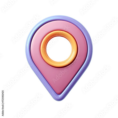 Free Download A stylized 3D location pin; pink, purple, and orange.  Smooth, rounded edges; layered design - GFXLoad