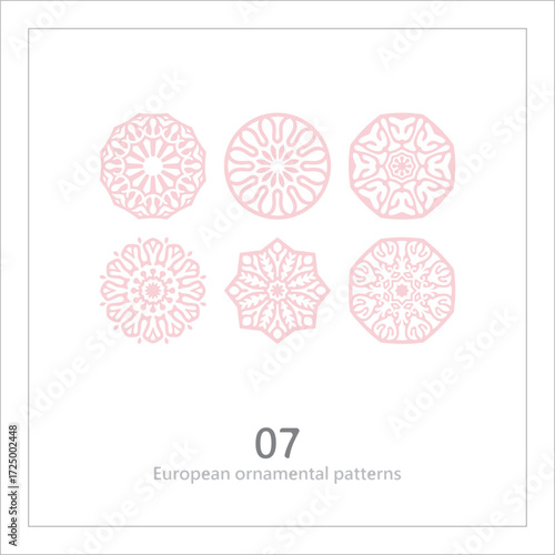 Floral pattern, decorative line art, ornamental stripe design