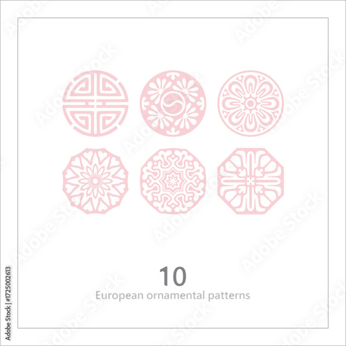 Floral pattern, decorative line art, ornamental stripe design
