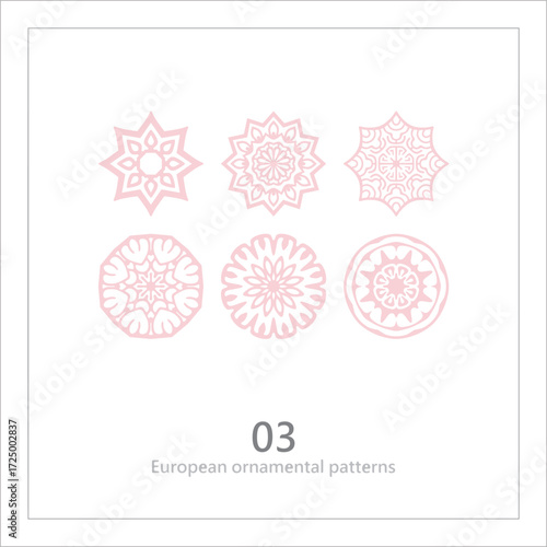 Floral pattern, decorative line art, ornamental stripe design