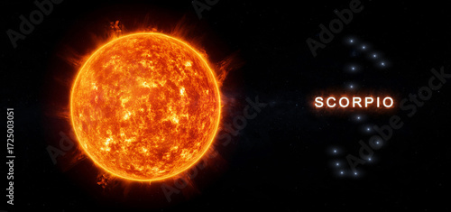sun enters scorpio 3d rendering illustration