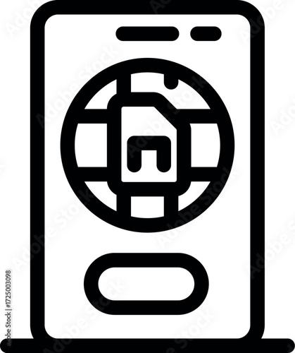 Mobile device displaying global sim card connectivity, symbolizing international roaming and worldwide communication access