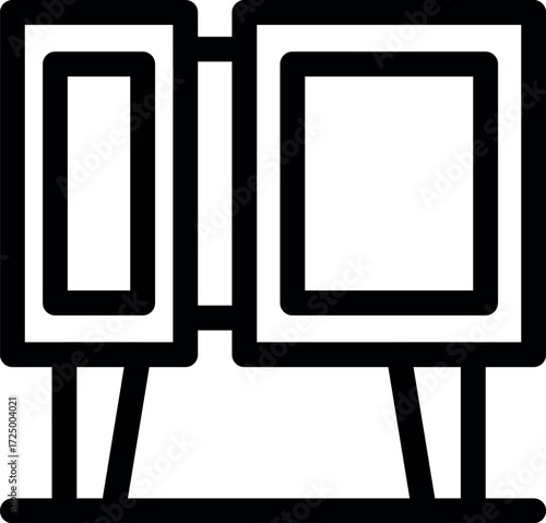 Double billboard standing displaying blank white space for advertisement design in outdoor environment