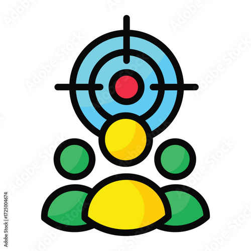 Target symbol above a group of stylized people