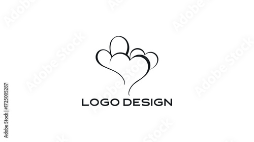 Elegant heart logo design with artistic flowing lines forming a romantic shape, suitable for wedding branding, love businesses, romantic events, and Valentine’s Day marketing.