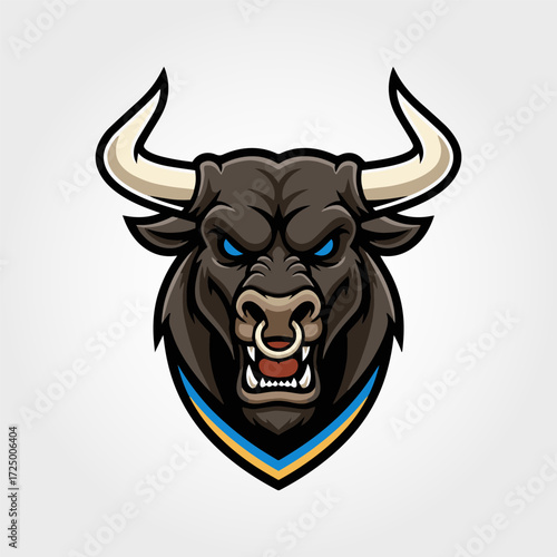 angry bull head vector illustration mascot 