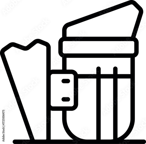 Bioreactor and biomass equipment generating biofuel, line icon illustration