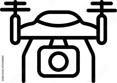 Drone with camera recording aerial video and photos, modern technology for photography and videography