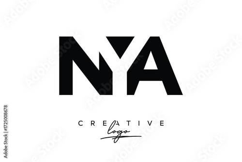 Φωτογραφία NYA Creative Minimalistic Negative Space Latter Logo with Modern Monogram for Branding and Business Letter mark Logo with Initial Letters Logo Design for Branding