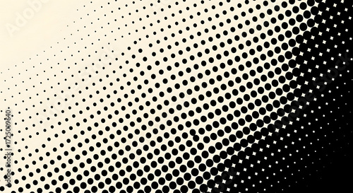 Abstract background featuring a monochromatic halftone dot pattern with a smooth diagonal gradient from light cream to black