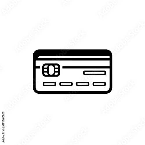 Black vector credit card icon on a web button for online business transactions