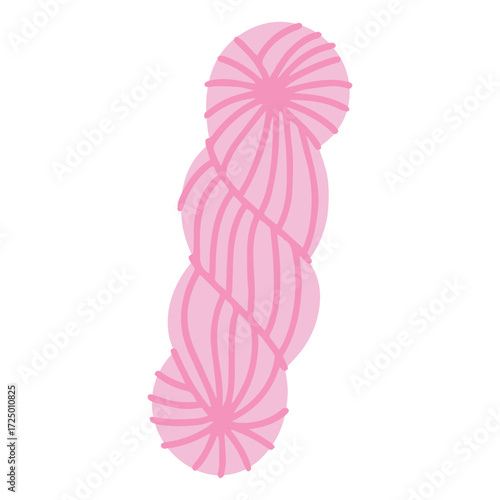 Soft pink skein of yarn twisted into elegant shape. Ideal supply for knitting, crocheting, weaving and warm handmade accessories.