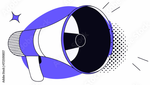 halftone trendy style vector illustration dotted collage retro loudspeakers for art megaphone for element and banners pop posters 56975546 1