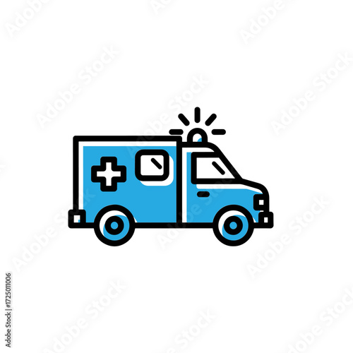 Vector illustration of a red fire truck with a fire department icon for transportation and emergency vehicle design