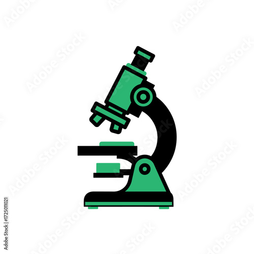 Retro optical instrument, a vintage microscope for scientific research and education, isolated on a white background