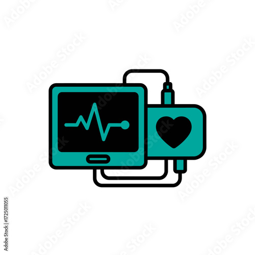 A stethoscope and heartbeat icon on a suitcase symbolize medical travel