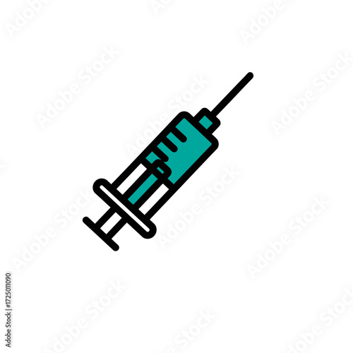 A sterile medical syringe with a needle and a small amount of liquid is isolated on a clean white background, representing modern healthcare and drug delivery