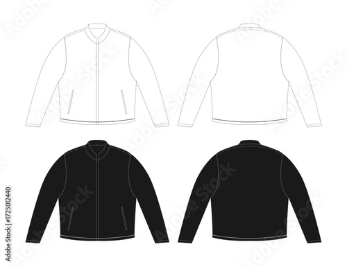 black white long jacket template vector design