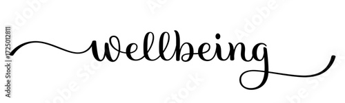 WELLBEING black vector brush calligraphy banner