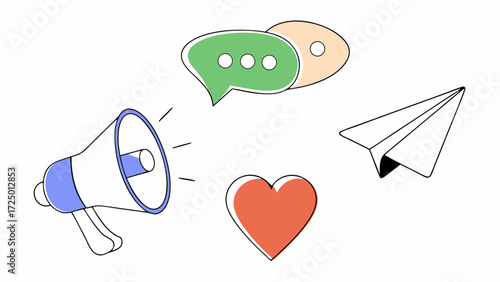 hearts icon media likes set with messages and speech bubble chat social red and 3d cartoon love on valentine's reaction emoji day buttons design icons isolated white beige 3d vector illustr 71692229 4