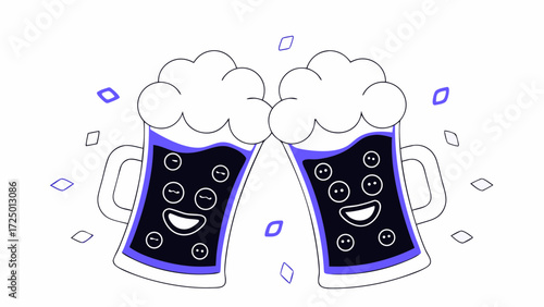 on design emoji in celebration beer festival with cartoon creative of beer two foam alcohol white toasting pub drink party 3d mugs isolated icon background full glasses oktoberfest 3d rende 55205826 1