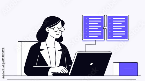 working middle eastern pc woman using in technology latin at space indian young app it specialist for hispanic business professional 30s on laptop online sitting office work desk modern lad 71096444 1